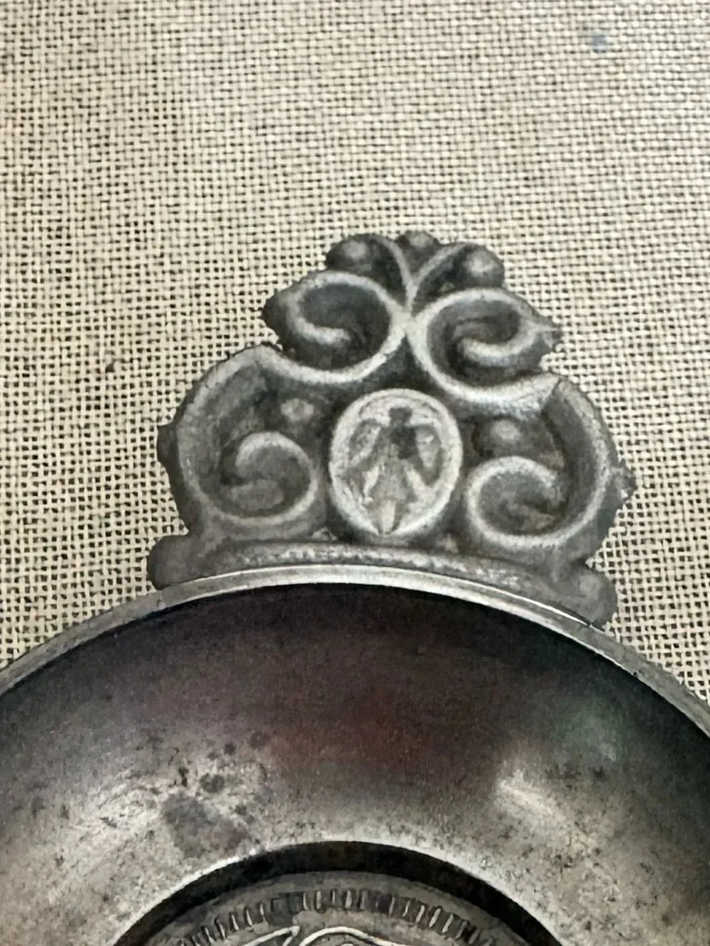 Vintage Rein Zinn German Pewter Tastevin Wine Taster Cigar Tray Angel Medallion